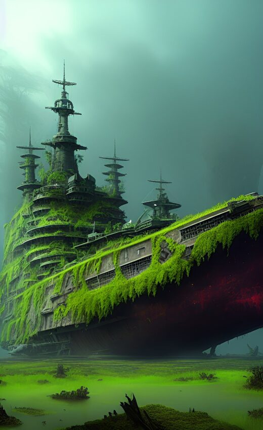 ai generated, swamp, ship-7918588.jpg