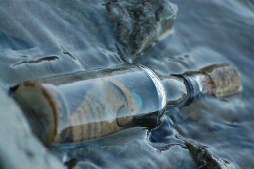 water, nature, bottle, message in a bottle, glass, sea, close-up